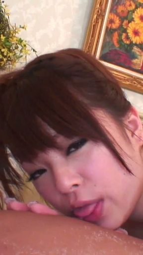 Pretty jJapanese nuru massage girl gets squirted on by two horny guys   Clip 3