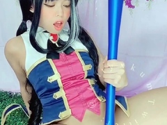 Small titted Briana toying herself poolside