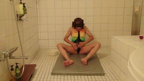 japanese crossdresser swimsuit lotion play