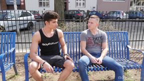 Straight jock Jared Shaw seduces his workout buddy into a bareback fuck
