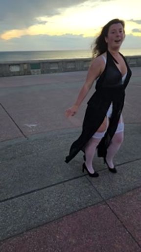 Naughty Wife Shows Off Her New Lingerie In Heels and See Through Clothes In Public