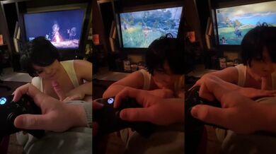 Gaming Blowjob Destroyed Gushing Choked Milf Deepthroat While Elden Ring HD Amateur Verified Brunette Cumshot Challenge Homevideo Gamer Lets Play Real Couple