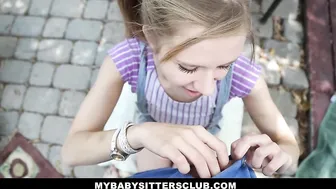 Petite Blonde Sitter Rachel James Caught Masturbating on Balcony