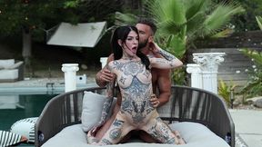 petite tattoed babe bella liora up and down on my big cock