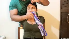 Brazilian beauty gets hogtied and ball gagged
