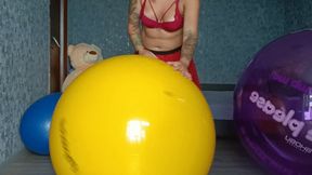 looner girl deflate yoga ball and egg ball