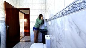step-niece alone in the bathroom and rubbing himself dryhump against her.