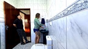 step-niece alone in the bathroom and rubbing himself dryhump against her.