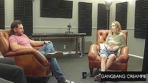 Blonde Darling Interviewed , Sucking Cocks And Anal Creampied