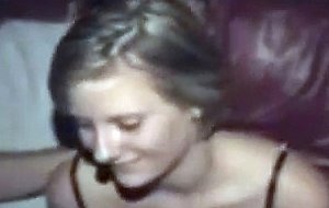 Blonde slut in theater