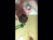 Bathtub self suck and jerk