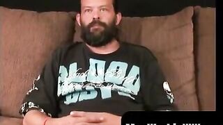 MenWorkinXXX.com - Hung mature bearded daddy tugs his big fat cock harshly and vigoro