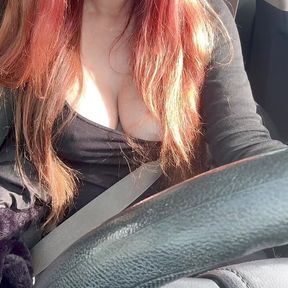 Car Ride with Hot Horny Stepmom Artemisia Love flashing and showing her juicy boobs while driving in California