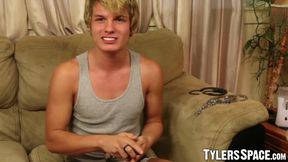Chained BDSM twink fits huge dildos inside his tight asshole