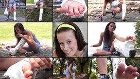 Minnie Navigating Stone Walls to Gimp to Her Favorite Quite Spot with POV and Foot Play