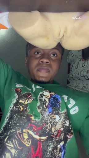 Daddy jerks off his big cock with a lot of saliva and his Fleshlight until he has a juicy cumshot   Clip 1