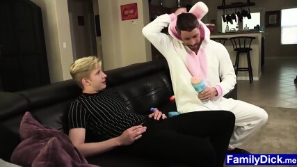 Stepdaddy dresses up as the Easter Bunny and fucks teen