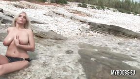 ”Big Breasted star Ines Cudna nude on the beach”