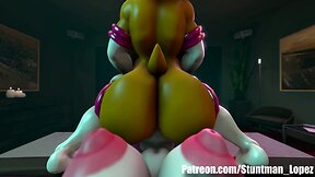 Wild Futanari Anal Adventure: Rosalina & Rouge Take on a Huge, Blazing Big Cock!