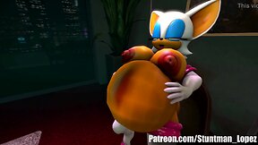 Wild Futanari Anal Adventure: Rosalina & Rouge Take on a Huge, Blazing Big Cock!