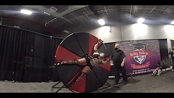 Blonde Lady on a spinning wheel at EXXXotica NJ 2021 NJ in 360 degree VR