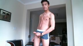 ”Skinny Amateur Alex Strokes His Huge Cock”