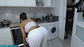 POV bj with my thong whale tail showing, face full of cum