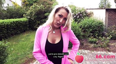 Big tit German MILF gets railed in public with cumshot POV
