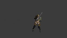 a girl dancing with sword