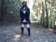 Transgender Honoka to pee uncontrollably in the dark forest.