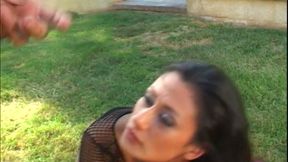 Brunette MILF in Fishnets Enjoys Intense Outdoor Sex Session