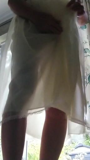 Unforgettable moment from "I just love the feel of sexy soft nylon in the morning"