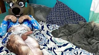 Kinky furry chick KindaLewdFur gets his hair suit ripped while getting his ass drilled bareback in POV