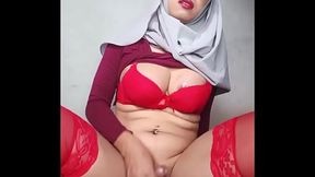 Hijab Shemale Ride On Dildo And Cumming