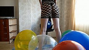 Lucy sit pop on the office chair Full HD