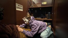Ntr at an Internet Café - Her Husband Is Nearby While She Gets an Anal Creampie