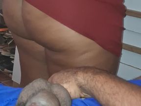 This maid waited for my wife to come out to tease me, I couldn't resist in that ass