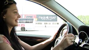 Stacked Aletta Ocean doing driving test