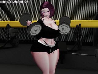 Hot Shemale hentai works out at the nudist gym and bangs u with her flawless Girlcock