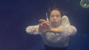 Tied up Thrown into the Pool with Underwater Shooting