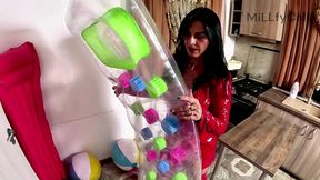 dominant red pvc milf inflatable mattress fetish. giant beach balls, pov sex, double cum and popping preview