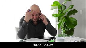 FuckXtra  -  Sweet teen Biny Beaz on her knees and sucking her stepdads prick