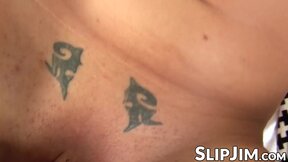Naughty British stunner sucks and fucks senior man Jim
