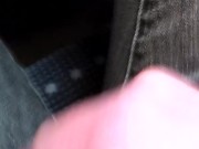 quick stroke of my small erect cock in public