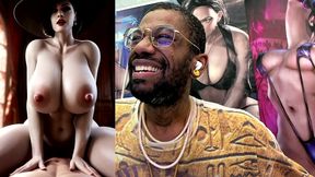 fat breast ass lady d cowgirl fucking cock, ai generated