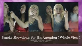 Smoke Showdown for His Attention - Whole View - Smoking Tamtam x Ramona Collaboration - Fast Smoking Marlboro Red - POV - Audible
