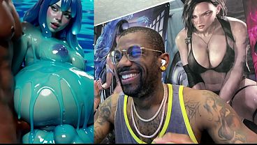 Ebony Transgender Anal Fucks A Big Breast Trans Slime Girl, AI generated