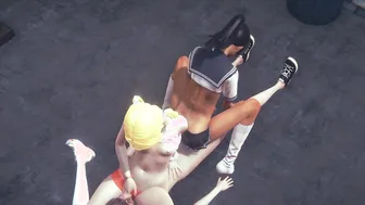 Yaoi femboy Simon in bareback threesome anal creampie