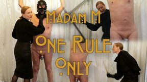 One Rule Only, Restrained and bound, A submissive endures a prolonged inspection featuring obedience training, psychological domination, rule enforcement, discipline, correction, humiliation, compliance testing under strict FemDom control.