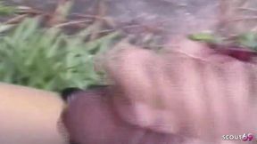 Big Boob Shemale Gets Her First Outdoor Anal Fuck and Cums